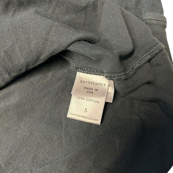 Free People Daydreamer Size S AC/DC Long Sleeve Graphic Tee Charcoal Black Boxy - Picture 6 of 9